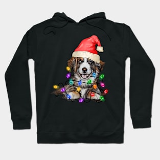 Funny Bernese Mountain Christmas Santa Hat Animals Xmas Light Hoodie